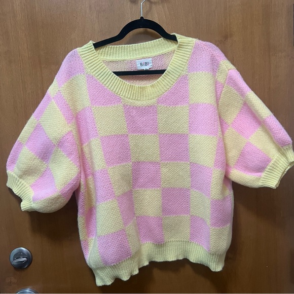 Bibi Modern Day Check Sweater in Yellow - Picture 9 of 9